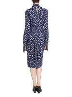 Delvet Polka Dot Turtleneck Dress