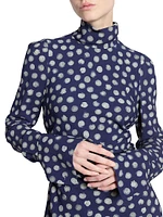 Delvet Polka Dot Turtleneck Dress