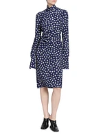 Delvet Polka Dot Turtleneck Dress