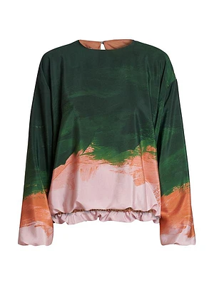 Capo Stretch-Silk Bubble Pullover