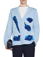 Jacquard Knit Seashell Cardigan