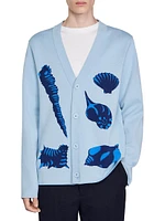 Jacquard Knit Seashell Cardigan