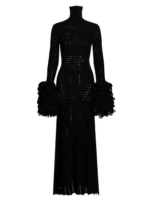 Perforated Knit Maxi Dress