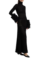 Perforated Knit Maxi Dress