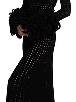 Perforated Knit Maxi Dress
