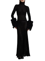 Perforated Knit Maxi Dress