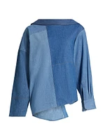 Off-The-Shoulder Denim Reversed Shirt
