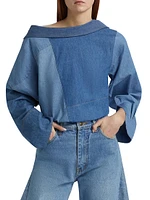Off-The-Shoulder Denim Reversed Shirt