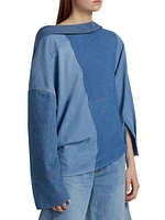 Off-The-Shoulder Denim Reversed Shirt