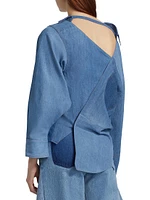 Off-The-Shoulder Denim Reversed Shirt