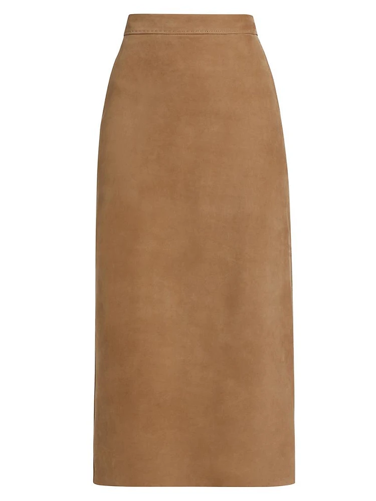 Calcio Suede Pencil Maxi Skirt