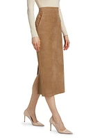 Calcio Suede Pencil Maxi Skirt