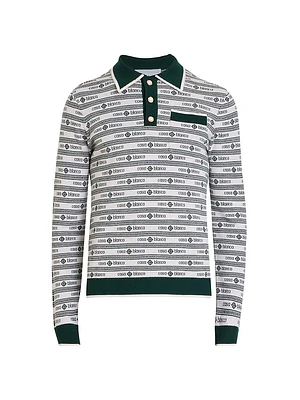 Venus As A Boy Logo Wool Long-Sleeve Polo Shirt