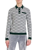 Venus As A Boy Logo Wool Long-Sleeve Polo Shirt