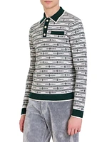 Venus As A Boy Logo Wool Long-Sleeve Polo Shirt