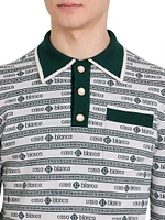 Venus As A Boy Logo Wool Long-Sleeve Polo Shirt