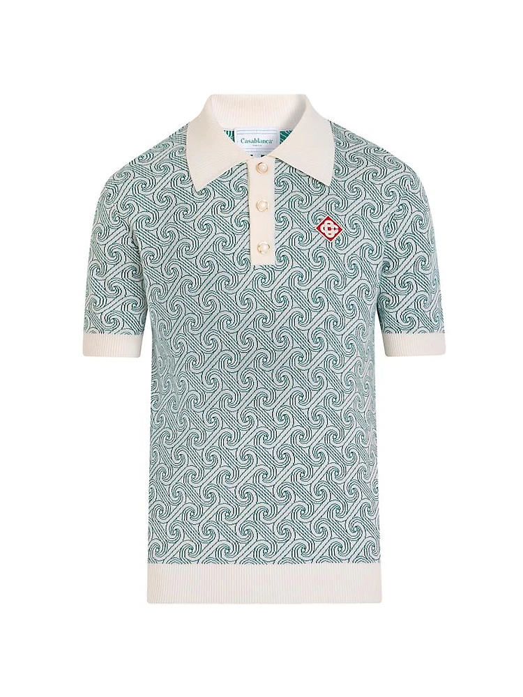 Venus As A Boy Jacquard Logo Wool Polo Shirt