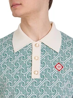 Venus As A Boy Jacquard Logo Wool Polo Shirt