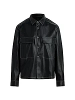 Faux Leather Shirt Jacket