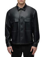 Faux Leather Shirt Jacket