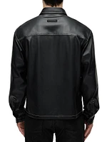 Faux Leather Shirt Jacket