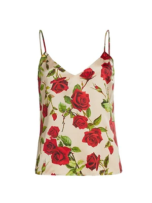 Jane Rose Printed Silk Camisole