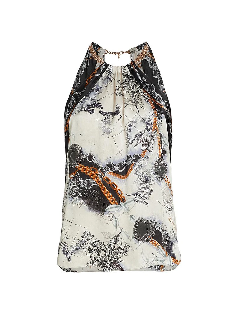 Tillie Printed Silk Scarf Top