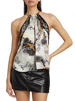 Tillie Printed Silk Scarf Top