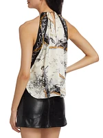 Tillie Printed Silk Scarf Top