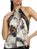 Tillie Printed Silk Scarf Top