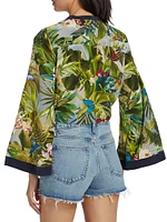 Charlize Printed Silk Crop Blouse