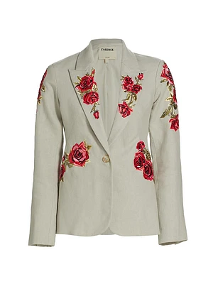 Clementine Embroidered Linen Blazer