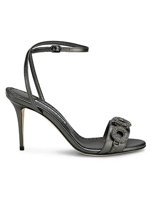 Alvisa Crystal-Embellished Metallic Leather Sandals