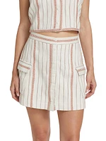 Chevron-Striped Cargo Miniskirt