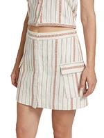 Chevron-Striped Cargo Miniskirt