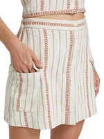 Chevron-Striped Cargo Miniskirt