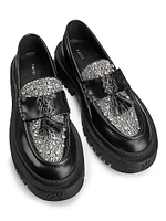 Crystal-Embellished Leather Loafers