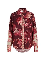 Aafa Floral Linen & Cotton Long-Sleeve Shirt