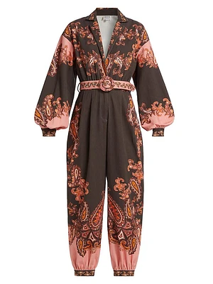 Omya/Day Paisley Cotton Belted Jumpsuit