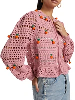 Cotton Crocheted Open-Knit Blouse