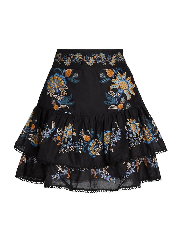 Stitched Garden Floral Miniskirt