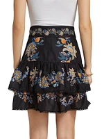 Stitched Garden Floral Miniskirt