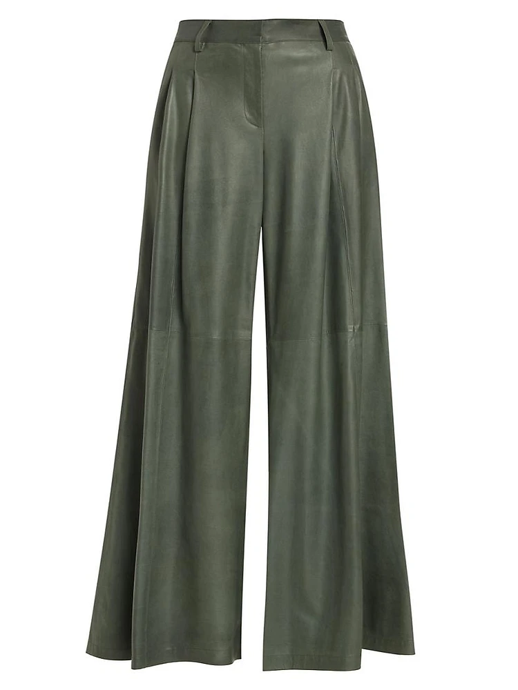 Didi Leather Wide-Leg Pants