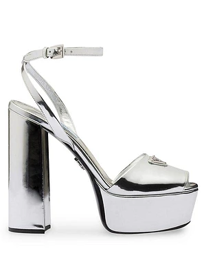 Metallic Leather Platform Sandals