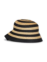 Vela Striped Raffia Bucket Hat