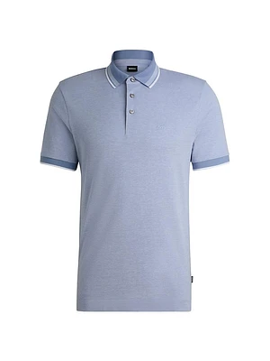 Oxford-Cotton-Paique Polo Shirt with Logo Detail