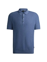 Regular-Fit Polo Sweater with Mixed Structures