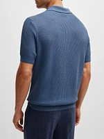 Regular-Fit Polo Sweater with Mixed Structures