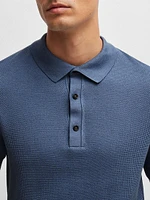 Regular-Fit Polo Sweater with Mixed Structures