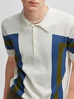 Short-Sleeved Polo Sweater Cotton